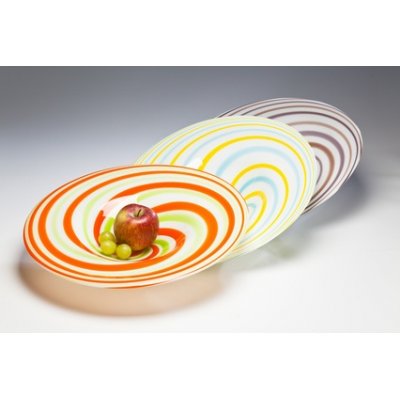 Bowl Swirl   -  ozdobna misa pomarańcz/biel/zieleń z kolekcji Kare Design 