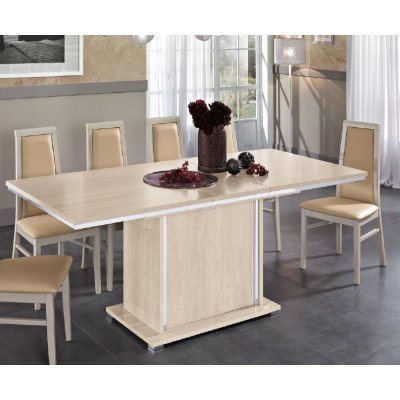  DOVE Piaskowa brzoza-  Stół rozkładany 160 + 40 x 90 Beżowy do jadalni i salonu w stylu Glam