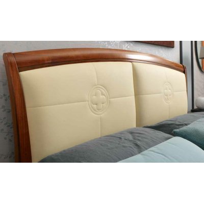  SALA łóżko 160x200 cm z zagłówkiem tapicerowanym, eko-skórą i wysokim podnóżkiem, kolor czereśnia - włoskie meble klasyczne