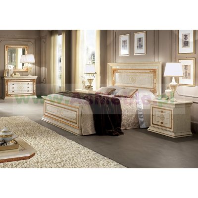 LEONARDO LUX - łoże 160x190/200 cm bez dekoracji, ekskluzywny komplet do sypialni z meandrem Versace