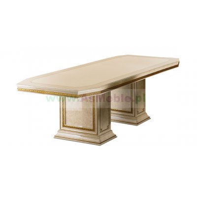 LEONARDO LUX STÓŁ Prostokątny stół - cm 200 + 50 + 50 x 110 - ekskluzywny komplet do jadalni z meandrem Versace, włoskie meble
