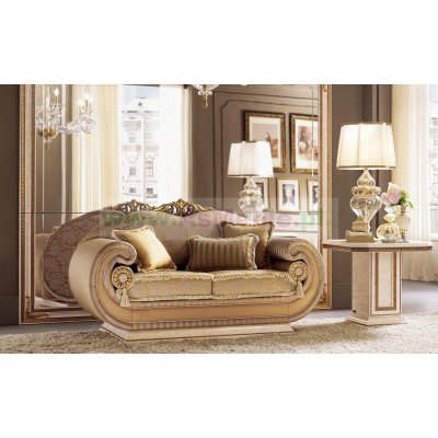 Sofa 2-osobowa z poduszkami   KAT -C/G -  ekskluzywny komplet do jadalni z meandrem Versace, włoskie meble