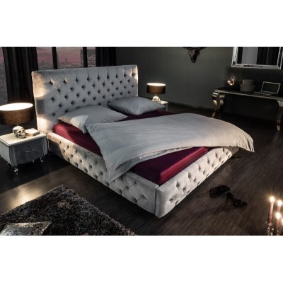 Łóżko Paris 180 x 200 cm podwójne z zagłówkiem szarosrebrne