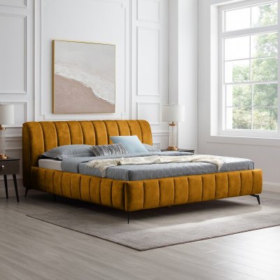 Łóżko Amsterdam 180 x 200 cm musztardowożółte