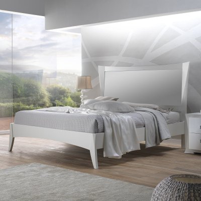 VELA BIANCA  włoskie drewniane podwójne łóżko w kolorze białym