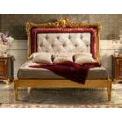  AIDA LUX IMPERO - włoskie stylowe łóżko z tapicerowanym zagłówkiem w welurze lub jedwabiu