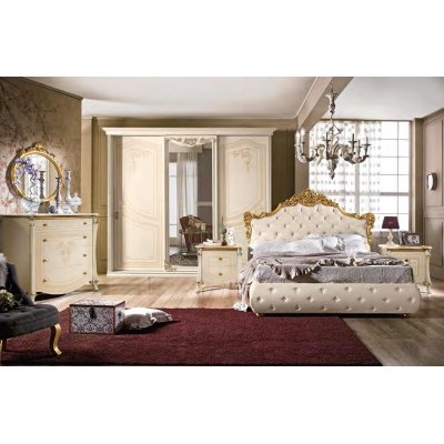  CARMEN  włoska stylowa sypialnia w kolorze beżowym postarzanym komplet
