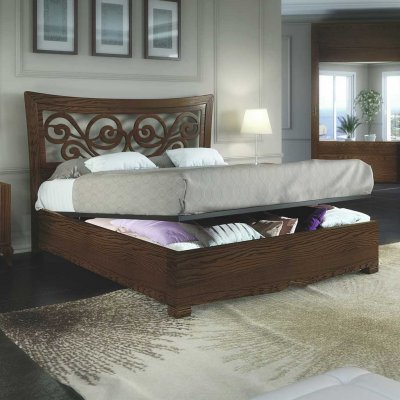 CHANTAL włoskie podwójne drewniane łóżko z perferowanym zagłówkiem i pojemnikiem