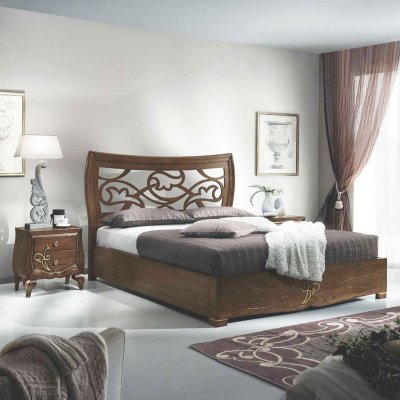 CHANTAL włoskie podwójne drewniane łóżko z perferowanym zagłówkiem 