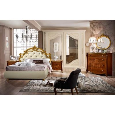  COMO 2 włoska stylowa sypialnia w kolorze orzechowym z wenecką szafą komplet