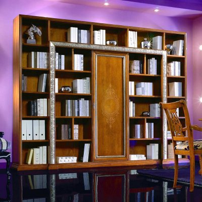 duża biblioteka z drzwiami przesuwnymi  318  x 240h cm kolor  włoskie meble stylowe