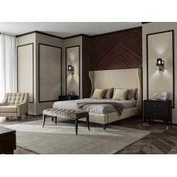 ELLIPSE - grupa łóżkowa wykończenie MOKKA z łóżkiem tapicerowanym 180x200