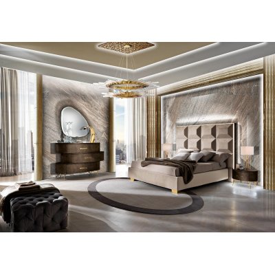  INCANTO LUX - włoskie nowoczesne łóżko tapicerowane z oświetleniem 160x200