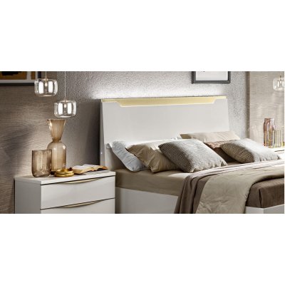  KHARMA NIGHT  Włoskie łóżko drewniane z zagłówkiem i pojemnikiem 180 x 200 cm
