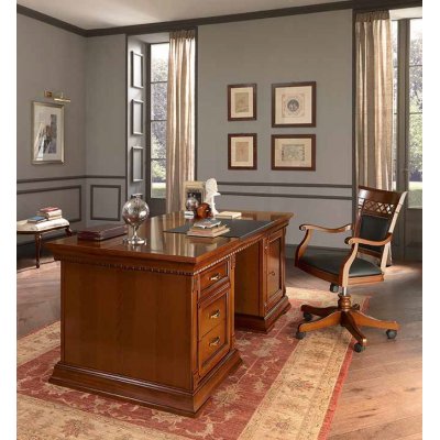  SALA klasyczne biurko drewniane185x90 cm kolor czereśni włoskie meble stylowe