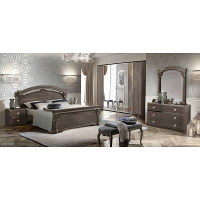  NABUCCO - włoski komplet mebli do sypialni w kolorze platinium ze srebrnym dekorem w połysku