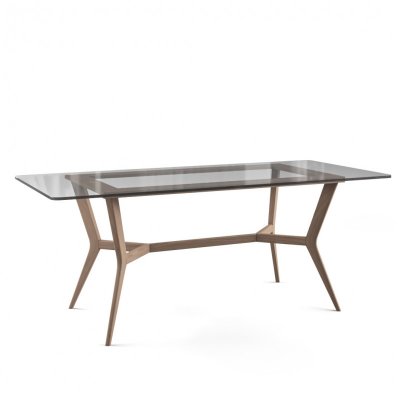 NOVA włoski stół drewniany ze szklanym blatem