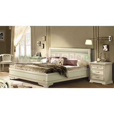 Łóżko 140 x 200 TORRIANI TIZIANO AVORIO z pierścieniem, meble do sypialni w stylu klasycznym