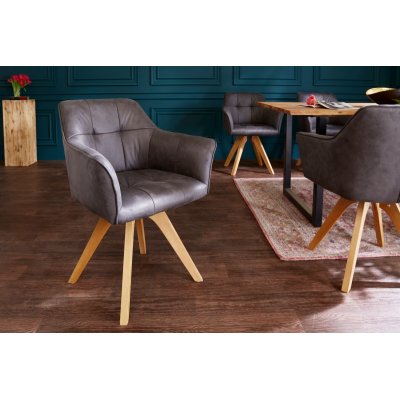 Krzesło Loft szare , fotelowe na drewnianych nogach