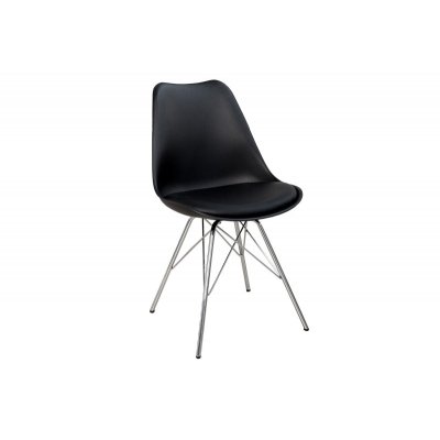  Krzesło Scandinavia retro czarne chromowane nogi