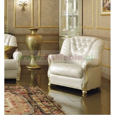 fotel z krzyształkami Swarovskiego mod. Leonardo Gold,  włoskie meble stylowe