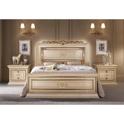 LEONARDO LUX łoże - 160x 200 cm Z DEKORACJĄ - ekskluzywny komplet do sypialni z meandrem Versace