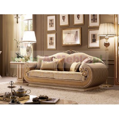 Sofa 3-osobowa z poduszkami   KAT -A -  ekskluzywny komplet do jadalni z meandrem Versace, włoskie meble