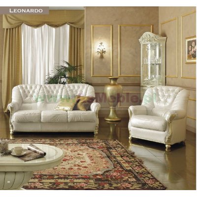 sofa 3-osobowa z krzyształkami Swarovskiego mod. Leonardo Gold,  włoskie meble stylowe