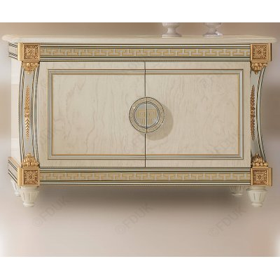  LIBERTY włoska komoda 2 drzwiowa, bufet w połysku jasny beż  meandrem Versace.