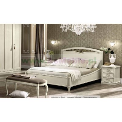 NOSTALGIA NIGHT BIANCO łóżko drewniane z ringiem 120x200, włoskie meble stylowe