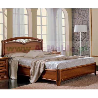 NOSTALGIA ORZECH - łóżko drewniane 160x200 z ringiem, włoskie meble stylowe
