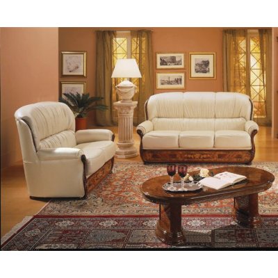  MILADY  -sofa 3os + fotel skóra w kolorze  bordo,  włoskie meble stylowe