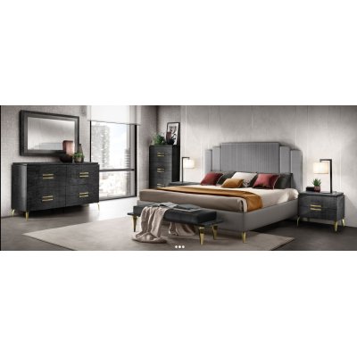  MODERNA  nowoczesna włoska sypialnia w kolorze szarym wysoki połysk