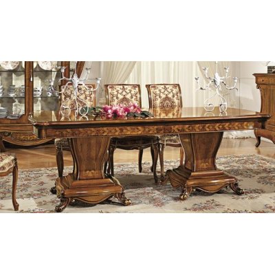  NAPOLEONE - ekskluzywny prostokąty stół rozkładany  drewniany intarsja w orzechu