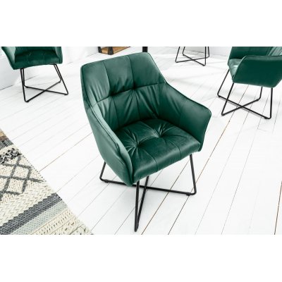  Krzesło fotelowe z podłokietnikami Loft Samt zielone