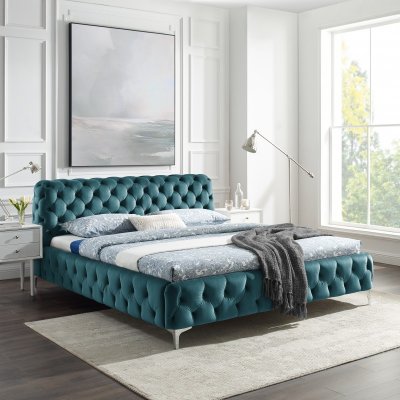 Łóżko Modern Barock niebieskie 180 x 200 cm 