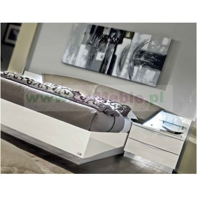 ONDA - łóżko 180x200 tapicerowane z pojemnikiem, meble włoskie Art Deco w kolorze białym
