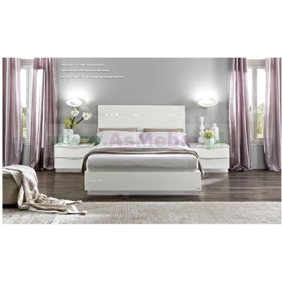  ONDA LEGNO - łóżko 180x200, meble włoskie Art Deco w kolorze białym