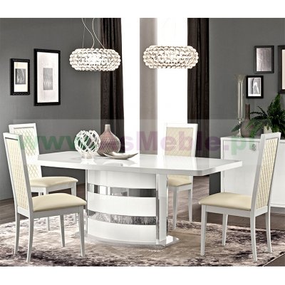 ROMA BIANCO  biały stół owalny  160 cm rozkładany wysoki połysk ,  meble włoskie do salonu