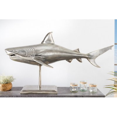  Rzeźba rekina 100 cm srebrna