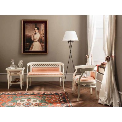  SALA BIANCO Sofa tapicerowana,  tkanina fiore - jadalnia  włoskie meble klasyczne