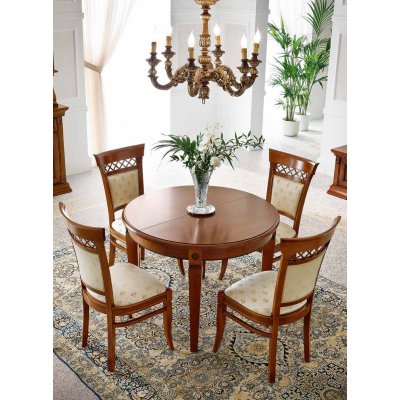 SALA Stół rozkładany  okrągły 110/148 cm jadalnia włoska w kolorze czereśni - włoskie meble klasyczne