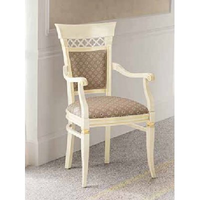 SALA Krzesło z podłokietnikiem, fotelik - jadalnia włoska w kolorze bieli antycznej włoskie meble stylowe
