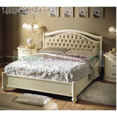 SIENA NIGHT AVORIO  łóżko 180X 200 z tapicerowanym  zagłówkiem,  włoskie meble stylowe