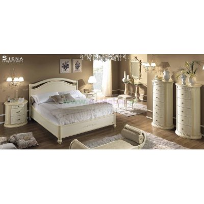  SIENA NIGHT AVORIO łóżko 160X200 z drewnianym zagłówkiem oraz ramą - włoskie meble stylowe