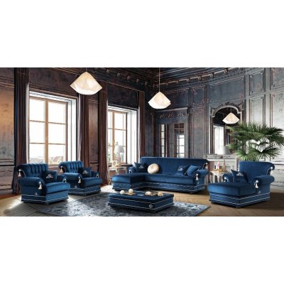 sofa 3 osobowa PRINCIPE , włoska sofa w kolorze niebieskim,