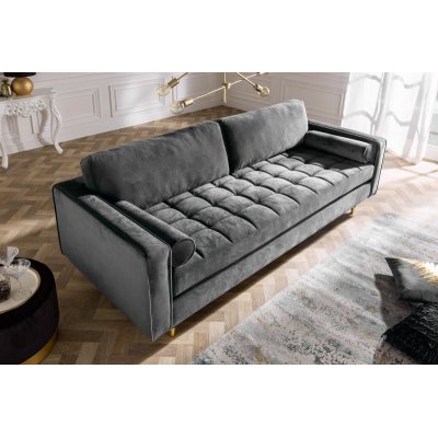 Sofa Cazy Velvet 220 cm szara aksamitna