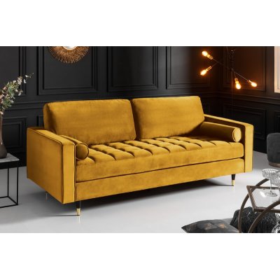 Sofa Cazy Velvet 220 cm żółta aksamitna