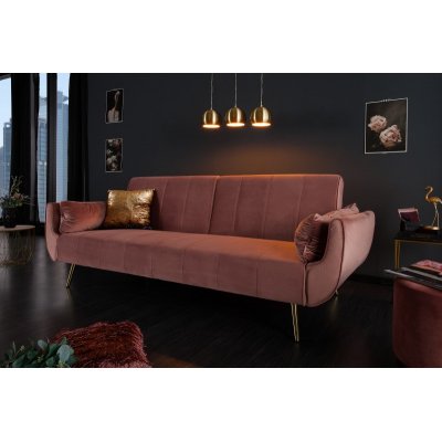 Sofa Divani II 215 cm rozkładana ciemnoróżowa