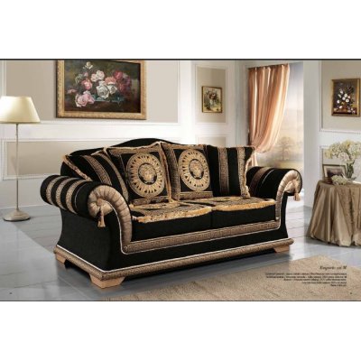 sofa EMPORIO 3 osobowa w skórze,  meandrem Versace i Meduza, włoskie meble